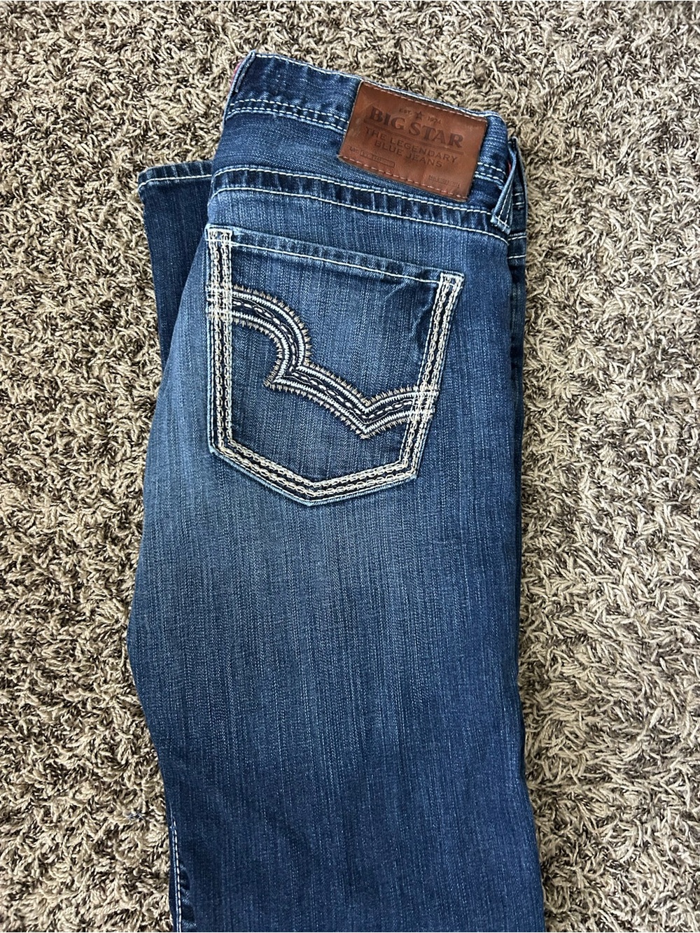 Big Star  Dark Blue Denim Jeans - Classic Pocket Stitch